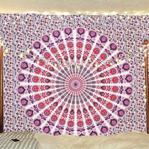 Miniatura 35 de Tapiz hippie indio bohemio psicodélico dorado azul pavo real mandala colgante en la pared (negro blanco, Queen (84 x 90 pulgadas) (84.6 x 90.6 in)
