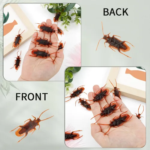 Miniatura 5 de Diueoly Cucarachas falsas, 100 piezas de cucarachas falsas de plástico, divertidos juguetes de chiste, cucarachas falsas realistas, bromas, regalos