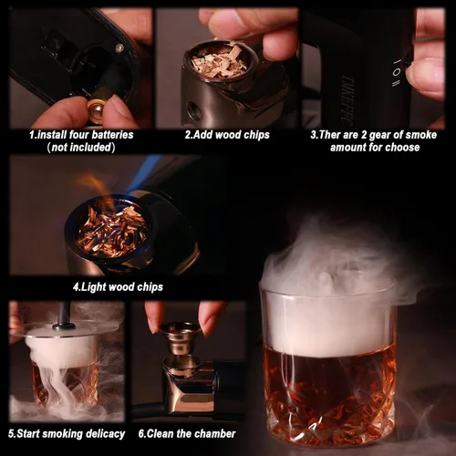 Miniatura 2 de Pistola de fumar portátil infusor de ahumador, juego de herramientas de bricolaje, herramienta de generador de humo de cóctel para interiores