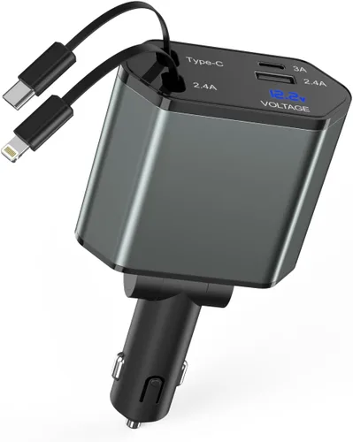 Miniatura 13 de Cargador de iPhone para automóvil,【2 paquetes】38W Puerto dual USB C+QC3.0 [Certificado MFi de Apple] Carga rápida Encendedor de cigarrillos Cargador