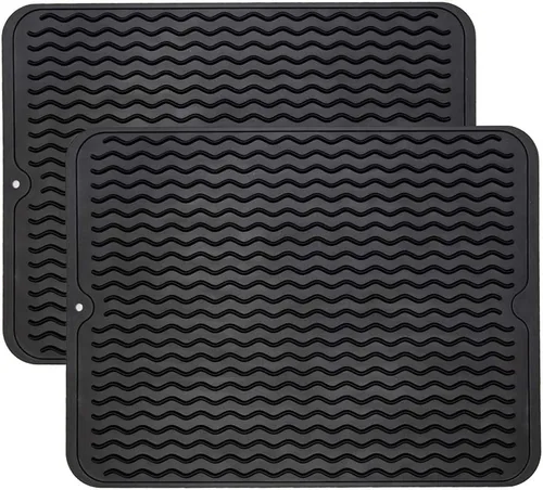 Miniatura 56 de ZLR 2 bandejas de silicona para fregadero (6 x 12 pulgadas/6.024 x 12.008 in) - Soporte estrecho para esponja para encimera de cocina - Tapete Negro