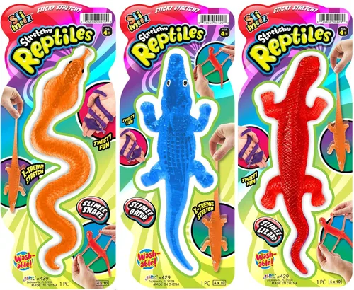 Miniatura 5 de JA-RU - Reptiles pegajosos súper elásticos de serpiente, lagarto y cocodrilo (3 unidades surtidas) por JA-RU. Juguete de regalo de fiesta