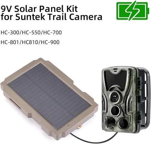 Miniatura 5 de Lixada Panel solar de cámara de sendero, cargador solar recargable para cámara, kit de panel solar para exteriores de 6 V-12 V con soporte giratorio