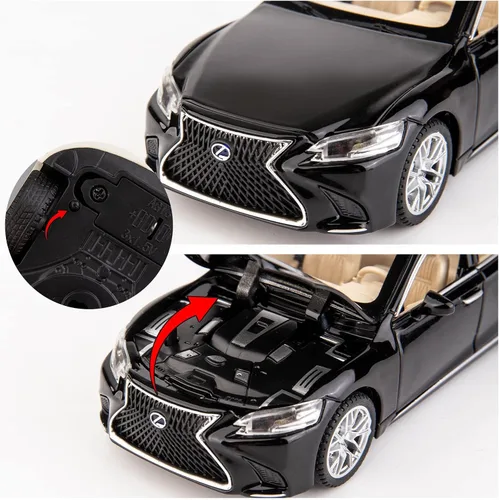 Miniatura 5 de BDTCTK 1/32 compatible con el modelo Lexus Ls500h, auto de juguete de aleación de zinc con sonido y luz para regalo de niños y niñas (negro)
