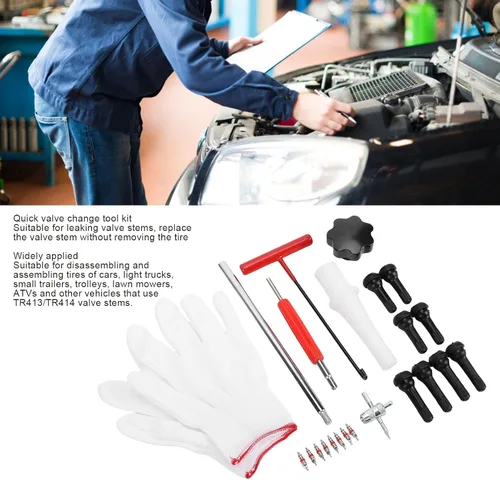 Miniatura 2 de Valve Core Replacement Tool Set, Steel Construction with ABS Handle, Includes Installation Pusher and Extractor, for Car, Truck, and Motorcycle Tires