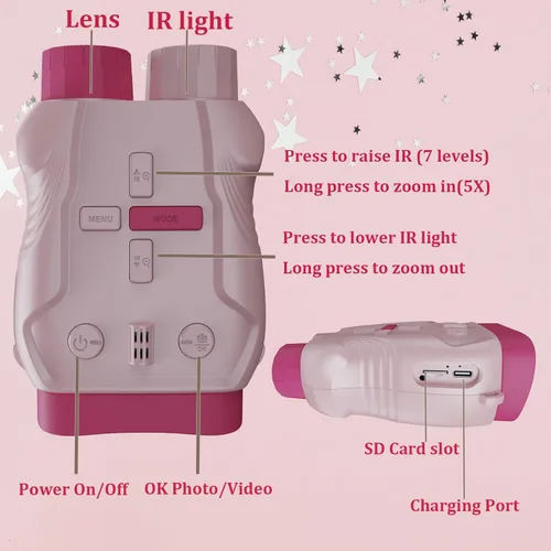 Miniatura 6 de Night Vision Goggles for Kids Boys and Girls, Christmas Birthday Gifts, Night Vision Binoculars Rosa