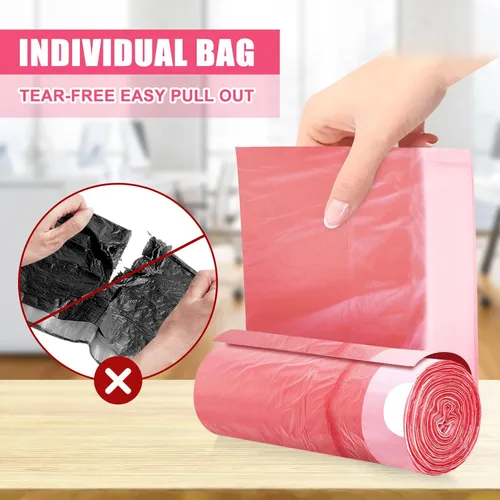 Miniatura 3 de Bolsas de basura de 4 galones con cordón, 100 unidades, extra fuertes, pequeñas, sin perfume, para baño, baño, oficina, cocina, color rojo