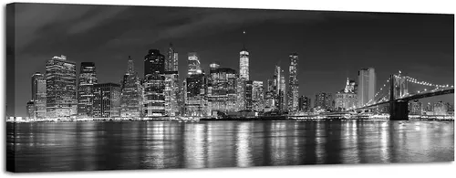 Miniatura 9 de Wieco Art - Skyline del Centro de Chicago en Blanco y Negro, Impresiones en Lienzo de Arte Moderno de Paisaje Urbano para Decoración de Pared