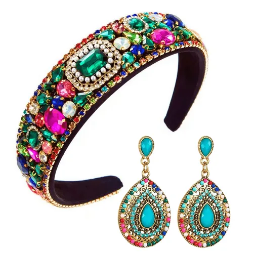 Miniatura 30 de Diadema de moda para mujer, diadema decorativa de diamantes de imitación anchos para mujer, accesorios para el cabello para mujeres y niñas