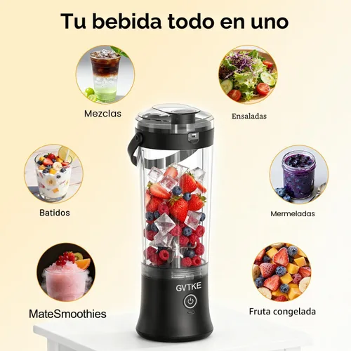 Miniatura 7 de Licuadora portátil Modo dual 18000RPM 20Oz Vaso de mezcla de hielo triturador de hielo Fruta congelada Mini hogar gimnasio viaje (negro)