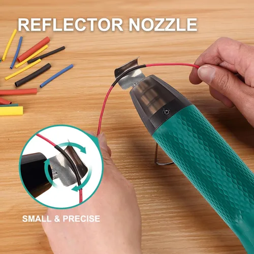 Miniatura 6 de Pistola de calor de 350 W con doble temperatura de 392 °F y 662 °F y 2 boquillas, pistola de aire caliente de calor rápido con protección contra
