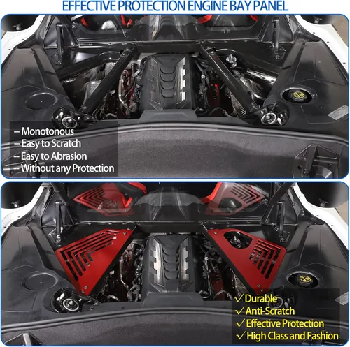 Miniatura 3 de Cubierta de panel de bahía de motor compatible con Chevrolet Corvette C8 Stingray 2020-2024, compartimento de aluminio para motor izquierdo derecho