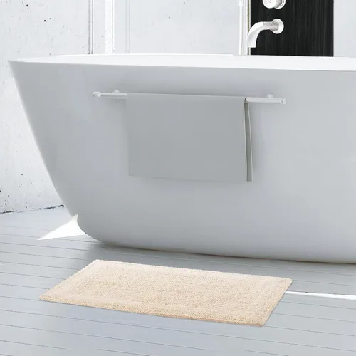 French Connection Stonewash - Alfombra de baño de mezcla de algodón, 20 x 34 pulgadas, color marfil