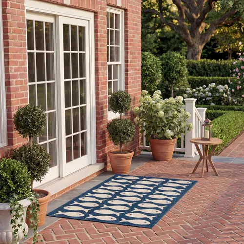 Miniatura 22 de SAFAVIEH Alfombra lavable para exteriores, colección Patio de 2.3 x 6.7 pies, color negro y beige, no desprende pelusa y fácil limpieza, ideal