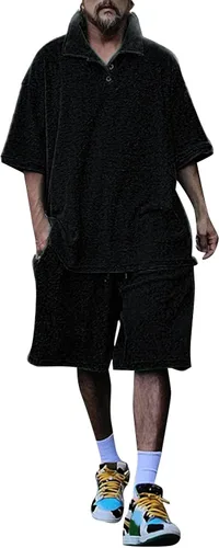 Aipengry 2 Piece Outfits for Men Shorts Set Ropa Deportiva Para Hombre Sweatsuit Unisex Adult 70s Outfit For Men Men Jumpsuit