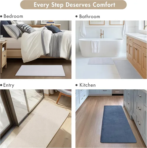 Miniatura 7 de Madison Park Alfombra de Baño Antideslizante, Tapete de Felpa Lujoso, Absorbente, Secado Rápido, Diseño de Spa, Decoración de Baño Marshmallow, Crema