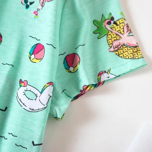 Miniatura 5 de PNAEONG - Camisón de algodón para mujer, de manga corta y con estampado, ropa de dormir informal