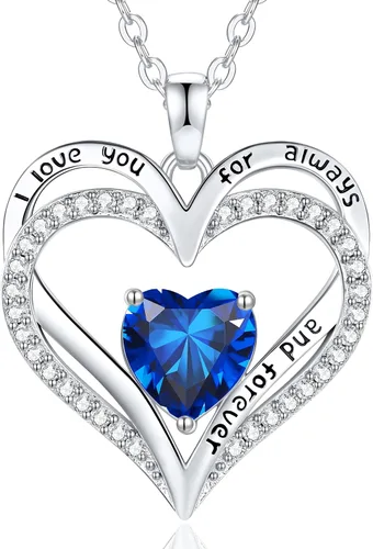 Miniatura 97 de CDE Collares de piedra natal para mujer, plata de ley 925, collar con colgante de corazón para siempre, Navidad, cumpleaños, aniversario, día de San