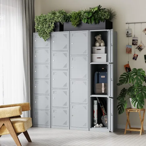 Miniatura 2 de Letaya Taquillas de metal para empleados, gabinete de almacenamiento de acero de 71 pulgadas con 4 puertas con cerradura para personal de oficina