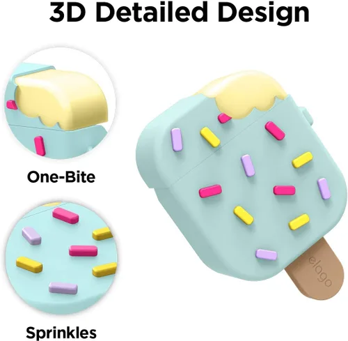 Miniatura 6 de Elago - Funda con llavero para audífonos AirPods 1 y 2 de Apple en forma de helado. Menta