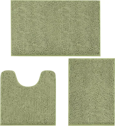 Miniatura 13 de Tapete de baño lavable a máquina, absorbe de agua, es antideslizante, suave y de microfibra, felpilla+F199:G228, Beige, 3 PCS