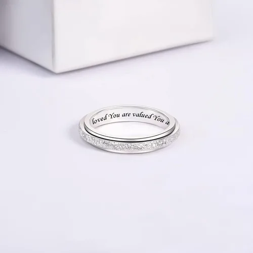Miniatura 12 de Sterling Silver Spinner Fidget Ring Anti Anxiety Worry Relieving Boredom ADHD Autism Band Ring for Women Men
