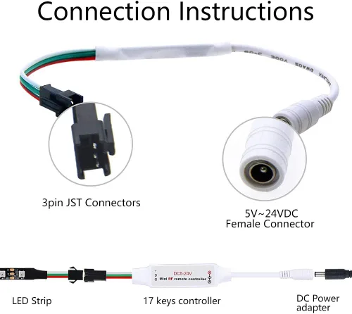 Miniatura 2 de ALITOVE WS2812B WS2811 Controlador LED direccionable RF remoto inalámbrico Mini controlador 5 ~ 24 V CC para WS2812 WS2811 Dream Color Rainbow RGB