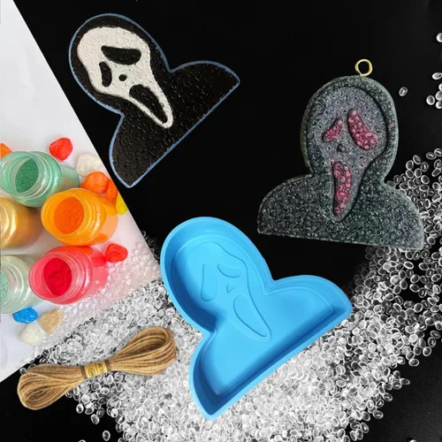 Miniatura 2 de Molde de silicona para Halloween, molde de freshie de fantasmas gritos para cuentas aromáticas, kit de freshies de automóvil, suministros para Molde