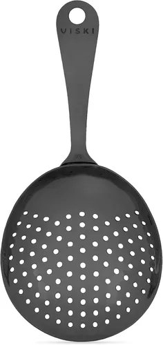 Viski Julep - Colador de cóctel de acero inoxidable, herramientas de barra, cuchara de bebidas para camareros y mixólogos, uso doméstico o Negro