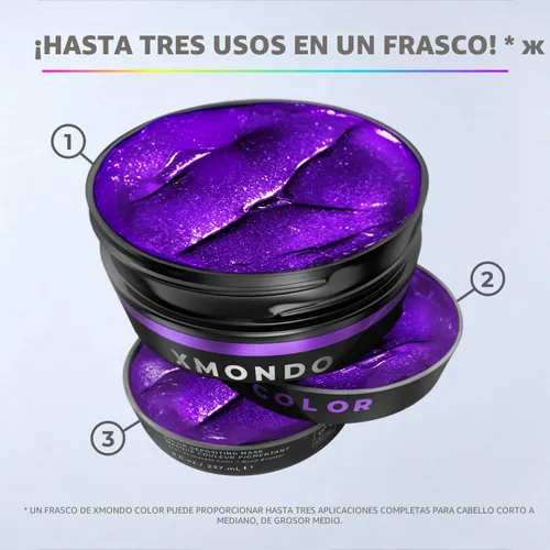 Miniatura 8 de XMONDO Color Super Purple Depositing Mask y tinte morado semipermanente, infundido con tecnología Bond Booster y ácido hialurónico para nutrición
