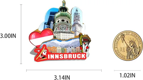 Miniatura 3 de Austria Innsbruck imán de nevera de madera 3D monumentos de viaje coleccionables recuerdos decoración hecha a mano - 2