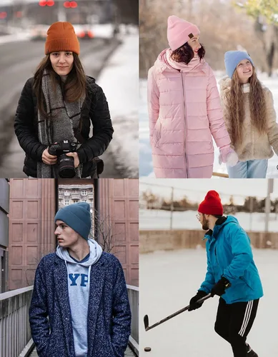 Miniatura 3 de Gorro de invierno de punto acrílico para hombres y mujeres suave cálido unisex con puños