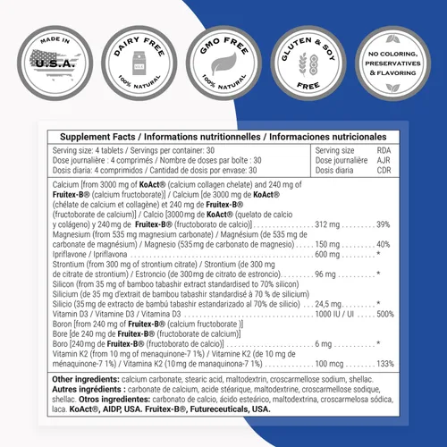 Miniatura 4 de Supersmart - Fórmula Super Bone - con calcio, magnesio, vitamina D3 y estroncio Sin OMG y sin gluten - 120 tabletas
