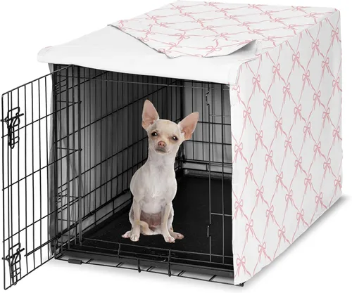 Miniatura 21 de Sweet Jojo Designs Cubierta para jaula de perro de 36 pulgadas (Boho Floral Rosa/Gris) para niñas, cubierta para perrera