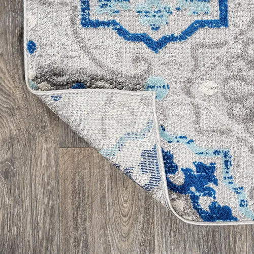 Miniatura 5 de JONATHAN Y Mediterranean Medallion - Alfombra de pasillo para interiores y exteriores, 2 x 8 pies, color azul/gris, bohemio, para patio trasero