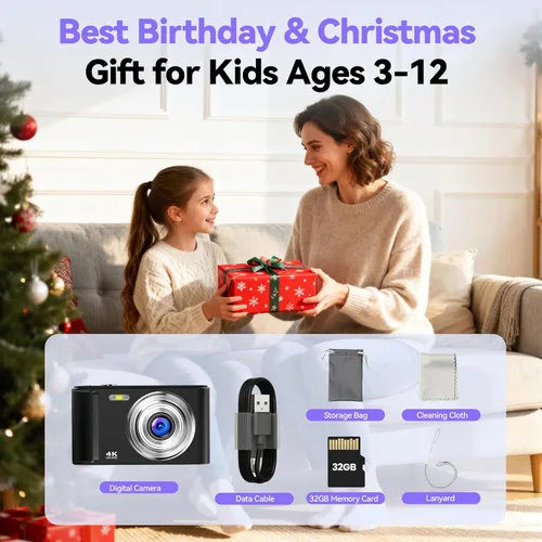 Miniatura 7 de Cámara digital 4K para niños: Cámaras de 48MP para fotografía de adolescentes - Cámara fotográfica con enfoque automático Regalos para niños de 5 a