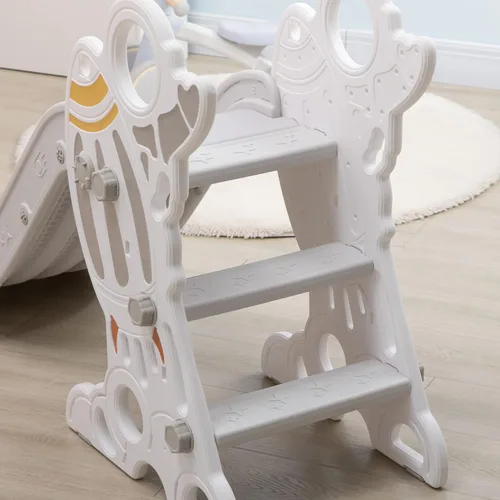Miniatura 9 de Qaba Tobogán de interior para niños pequeños de 1.5 a 3 años, tobogán pequeño, juego de juguetes espaciales para niñas y niños, color gris