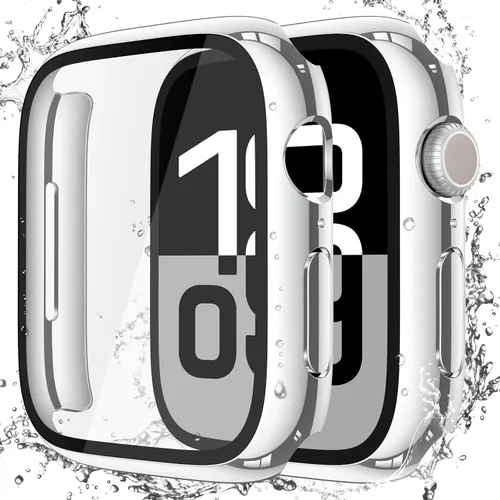 Miniatura 32 de Misxi Paquete de 2 fundas impermeables con botón diseñadas para Apple Watch Series 3 Series 2 de 38mm, funda rígida de policarbonato anticaídas