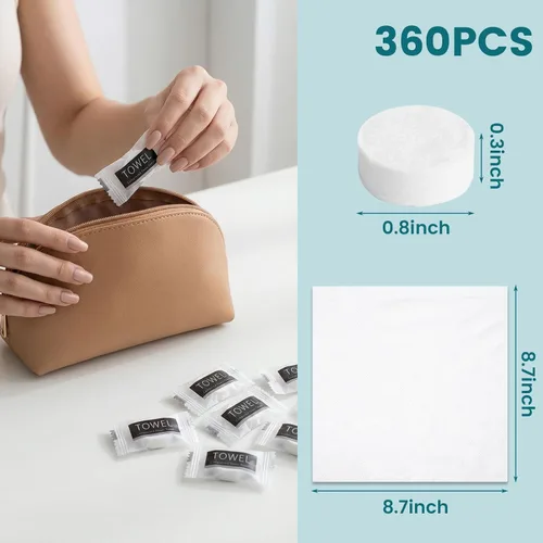 Miniatura 2 de LOVEINUSA 360 toallas comprimidas, toallas faciales desechables de algodón a granel para la cara, paños portátiles para viajes, toallitas