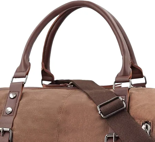Miniatura 4 de Bolso de viaje de gran capacidad para hombre, bolso cruzado de fin de semana, bolso de mensajero de hombro para hombre, bolso de lona, marrón