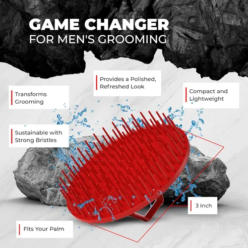 Miniatura 2 de Bossman Masajeador y cepillo de champú para cuero cabelludo (3 pulgadas, rojo) - Cepillo exfoliante para cuero cabelludo - Limpiador de cabeza