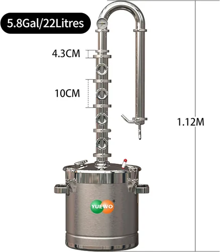 Miniatura 2 de YUEWO Kit de Destilación de Vino de Acero Inoxidable de 5.8 Galones/22 Litros, Destilador de Agua, Kit de Elaboración Casera para Bricolaje