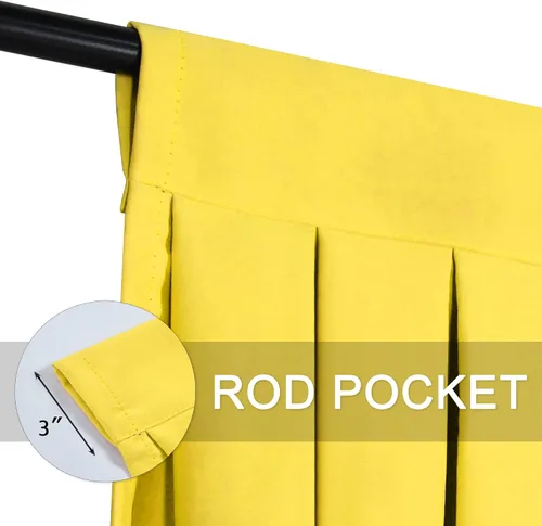 Miniatura 6 de Cenefas para Sala de Estar Amarillo Brillante Opacas con Bolsillo para Barra Cenefas para Ventanas, Paquete de 1 (Amarillo Brillante 39" An x 20" L)