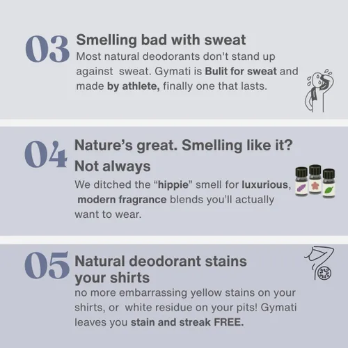Miniatura 8 de Gymati Desodorante natural en espray corporal, sin aluminio, mezcla a base de plantas con aloe y zinc, protección contra olores de larga duración