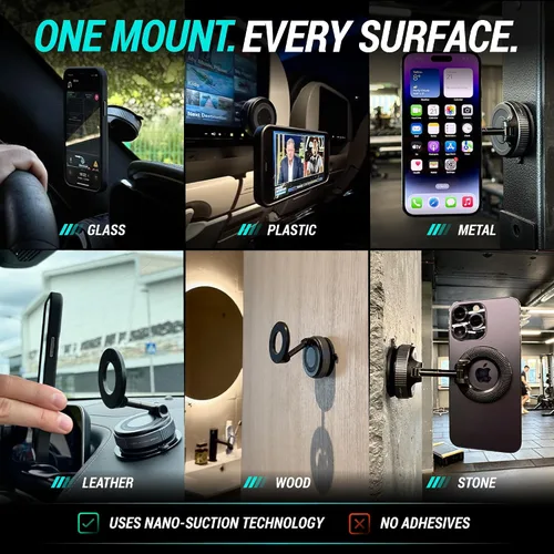 Miniatura 4 de CARMOUNT Clutch-X™ Black - Soporte de teléfono con ventosa para iPhone con ventosa para iPhone, soporte de teléfono de ventana para viajes, soporte