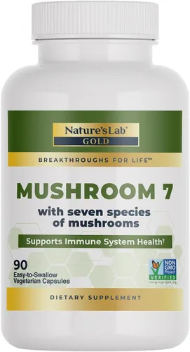 Nature's Lab Seta 7 – Contiene 7 hongos orgánicos incluyendo melena de león, reishi y cola de pavo – 90 cápsulas (suministro de 1.5 meses)
