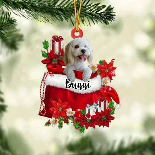 Miniatura 117 de Perro Akita Inu personalizado en bolsa de regalo, adorno de Navidad, nombre personalizado, regalo para amantes de los perros, familia, Navidad