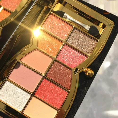 Miniatura 17 de Paleta de sombras de ojos doradas brillantes – 10 colores brillantes sombra de ojos purpurina altamente pigmentada, de larga duración, impermeable
