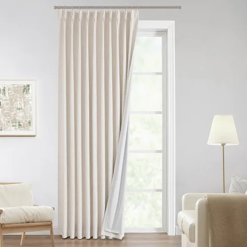 Miniatura 56 de Vision Home Cortinas marrones con pliegues pinzados de bloqueo total, cortinas de ventana de lino mezclado para oscurecimiento de la habitación, 95