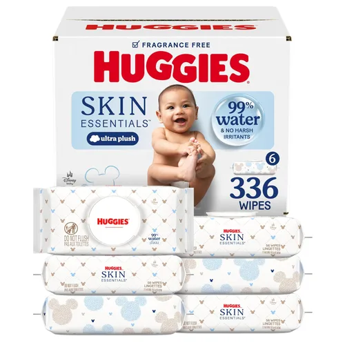 Miniatura 11 de Huggies Skin Essentials Toallitas para bebés, hipoalergénicas, 99% agua, 15 paquetes con tapa abatible (840 toallitas en total)